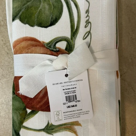 Pottery Barn Rustic Pumpkin Napkins- Set Of 4 - Picture 6 of 10